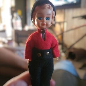Vintage Doll with Red and Black Outfit